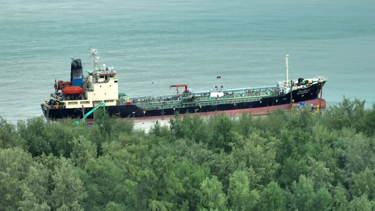 Oil ship parking at the beach