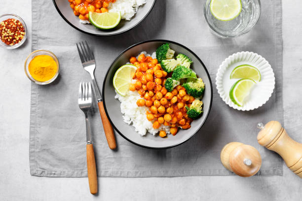 Chickpea curry with basmati rice