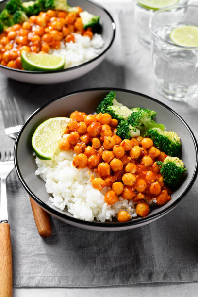 Chickpea curry with basmati rice