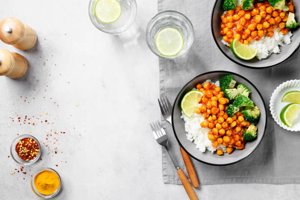 Chickpea curry with basmati rice