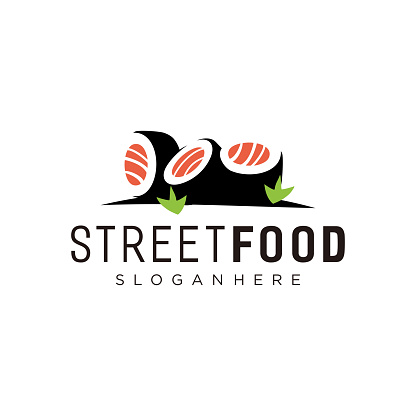 Sushi flat icon design menu street food concept