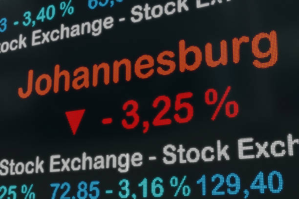 istock Johannesburg stock exchange moving down. 1480914971
