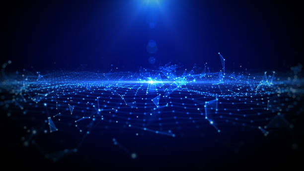 istock Technology network and blockchain connections background concept, Blue abstract background digital line and dots connect, Digital cyberspace background 3d rendering 1480916248