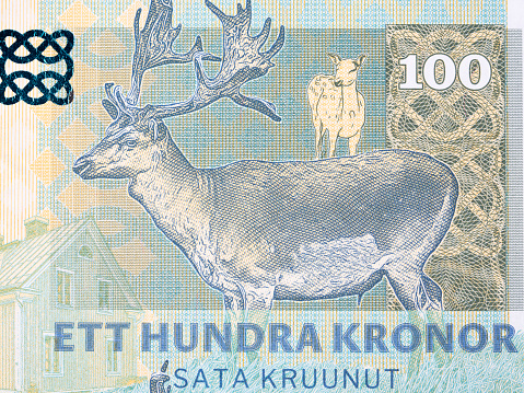 White deer from Norwegian money - kronor