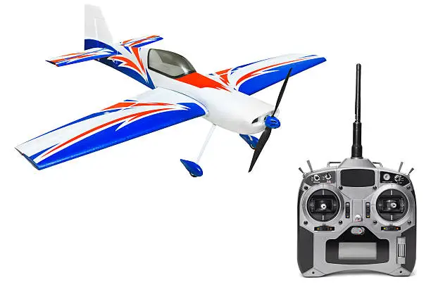 Photo of RC plane and radio remote control