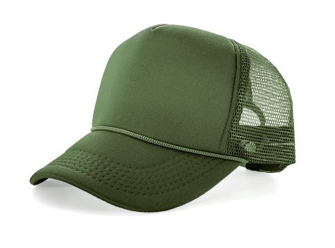 Side View Realistic Cap Mock Up In green khaki texture is a high resolution hat mockup to help you present your designs or brand logo beautifully. Green army. Olive. Snapback