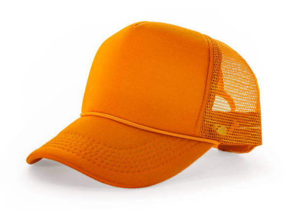 istock Side View Realistic Cap Mock Up In orange Flash Color is a high resolution hat mockup to help you present your designs or brand logo beautifully. 1480922791