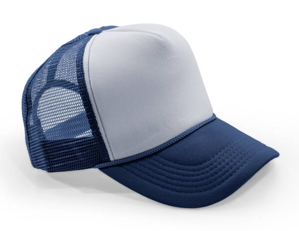 istock Side View Realistic Cap Mock Up In dark blue khaki texture is a high resolution hat mockup to help you present your designs or brand logo beautifully. Prussian blue 1480925552