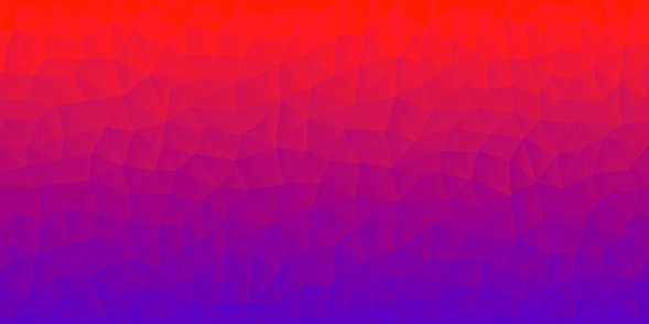 Modern and trendy abstract geometric background in a low poly style. Beautiful polygonal mosaic with a color gradient. This illustration can be used for your design, with space for your text (colors used: Red, Pink, Purple). Vector Illustration (EPS10, well layered and grouped), wide format (2:1). Easy to edit, manipulate, resize or colorize.