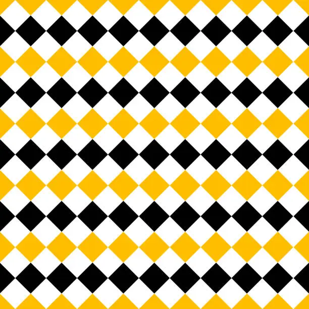 Vector illustration of Yellow and black diamond argyle pattern.