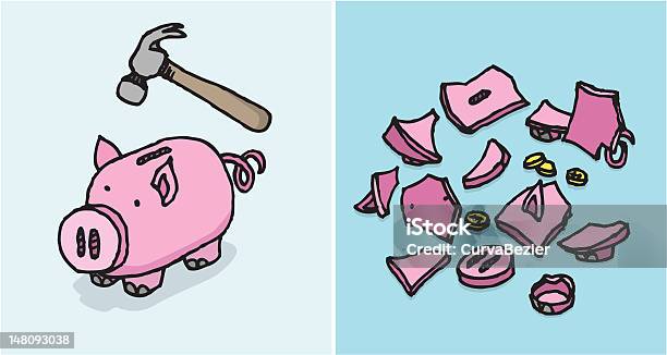 Piggy Bank Destroyed Economic Depression Savings Stock Illustration - Download Image Now - Animal, Bankruptcy, Cartoon
