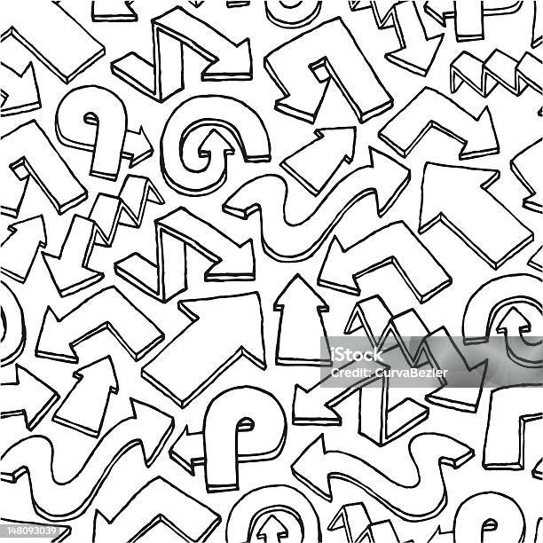 Бесшовный Узорarrow Vector Hand Drawn Фон — стоковая векторная графика и другие изображения на тему Символ стрелка - Символ стрелка, Хаос, Вариация