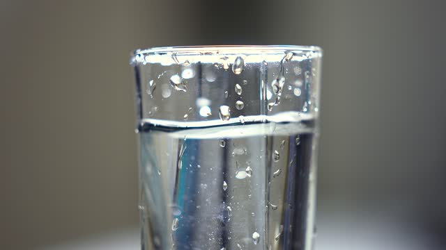 Transparent glass with drinking water
