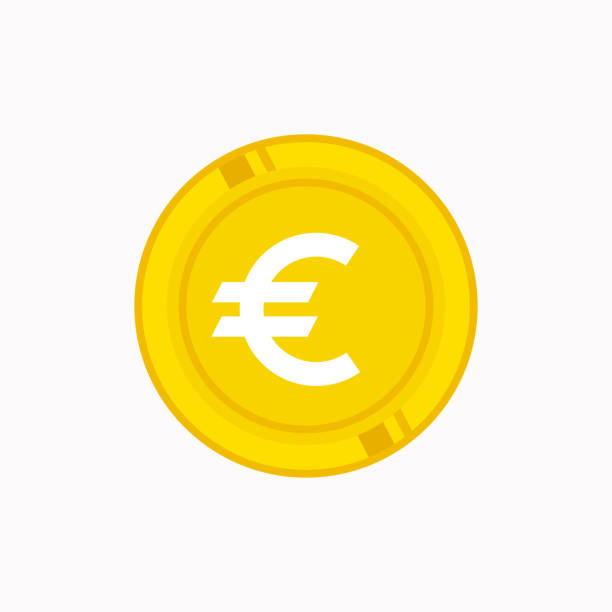 Euro coin icon isolated on white background Euro coin icon isolated on white background banknote euro close up stock illustrations