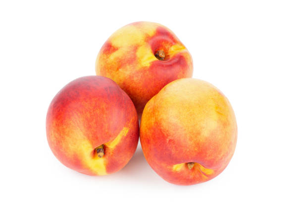 istock Nectarine peach fruit isolated on white background. Organic peach. File contains clipping path. 1480940805