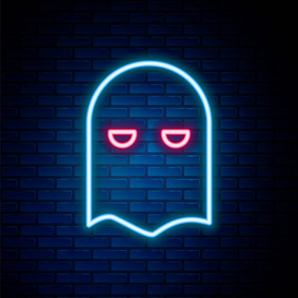 Glowing neon line Executioner mask icon isolated on brick wall background. Hangman, torturer, executor, tormentor, butcher, headsman icon. Colorful outline concept. Vector Glowing neon line Executioner mask icon isolated on brick wall background. Hangman, torturer, executor, tormentor, butcher, headsman icon. Colorful outline concept. Vector. medieval torture drawings stock illustrations
