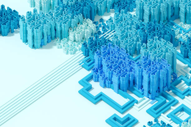 istock Abstract Cityscape Background, Metaverse, Smart City, Block Shapes, Blockchain, Big Data Technology Concept 1480942835