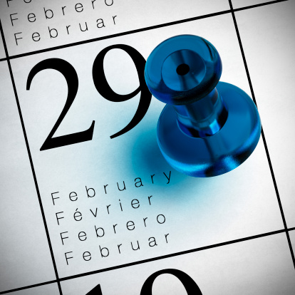 calendar where it's written february the 29th with a blue thumbtack