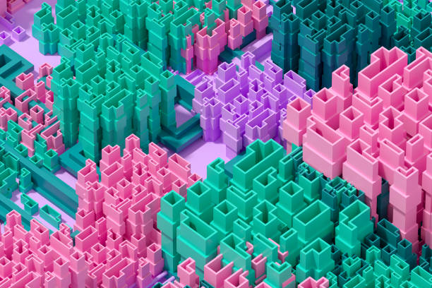 istock Abstract Cityscape Background, Metaverse, Smart City, Block Shapes, Blockchain, Big Data Technology Concept 1480944158