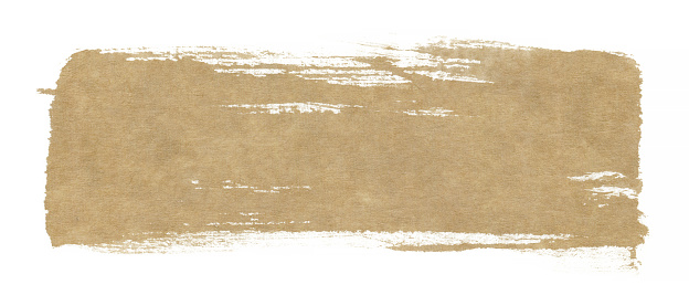 Blank brown paper with brush stroke isolated on white background.