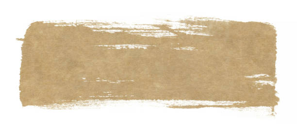 blank brown paper with brush stroke isolated - retro revival brown paper messy imagens e fotografias de stock