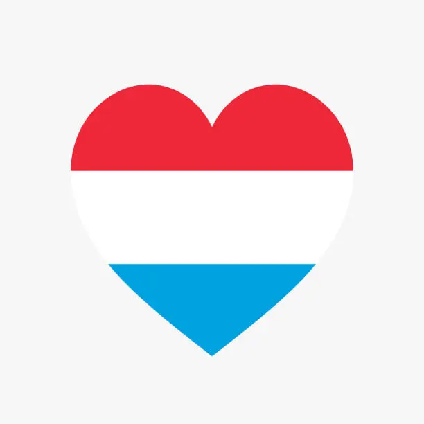 Vector illustration of Luxembourg heart flag. Vector