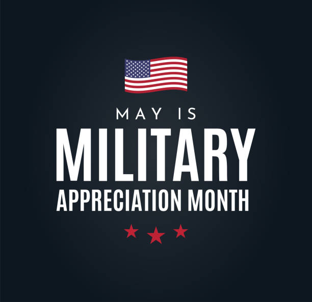 плакат месяца военной признательности, май. вектор - us navy us air force us military military stock illustrations