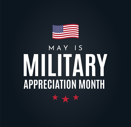 Military Appreciation Month poster, May. Vector illustration. EPS10
