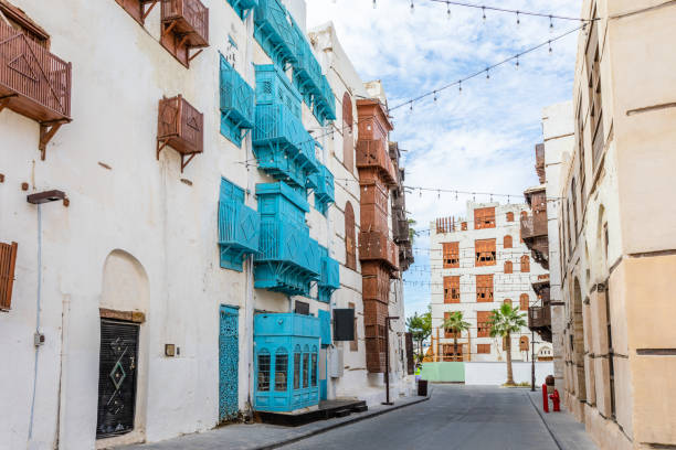 Al-Balad old town with traditional muslim houses with wooden windows and balconies, Jeddah, Saudi Arabia Al-Balad old town with traditional muslim houses with wooden windows and balconies, Jeddah, Saudi Arabia8 jeddah stock pictures, royalty-free photos & images