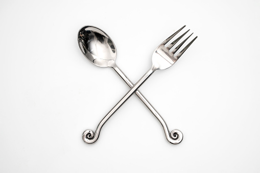 silverware fork spoon knife isolated on white background