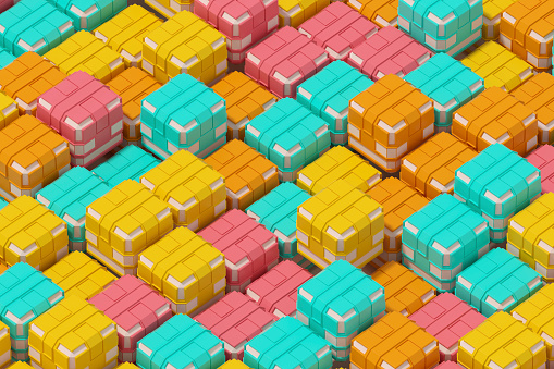 Cube blocks abstract background , 3d render.