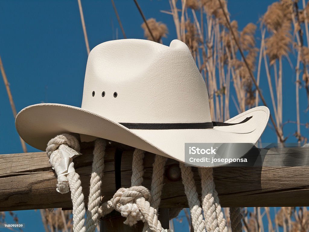 Chapéu de Cowboy de uma vedação - Royalty-free Branco Foto de stock