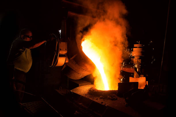 istock Metal furnace and melted iron casting 1480959569