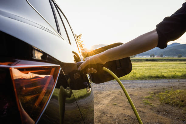 istock Hand plugging in a charger in the electric car charging socket 1480962866