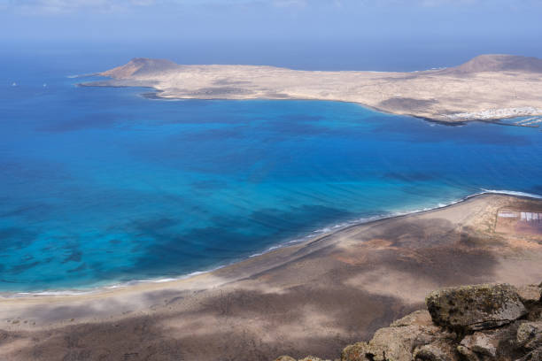 Island of La Graciosa from Lanzarote. Canary Islands stock photo