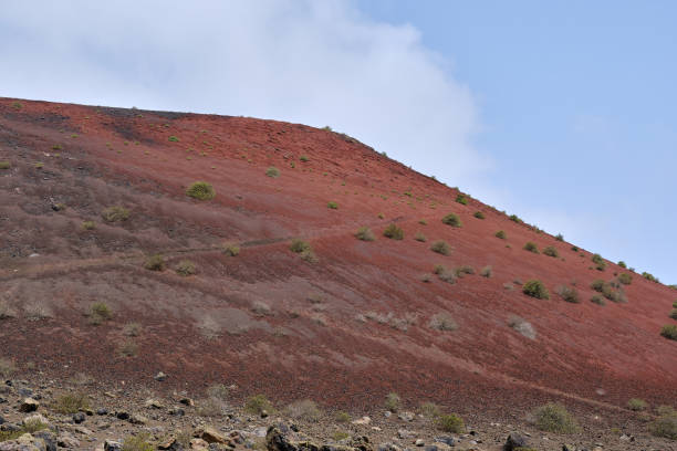 slope of the Caldera Colorada volcano on Lanzarote stock photo