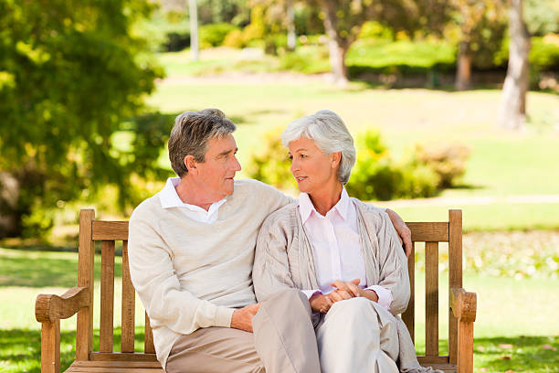 istock Senior couple on the bench 148096587