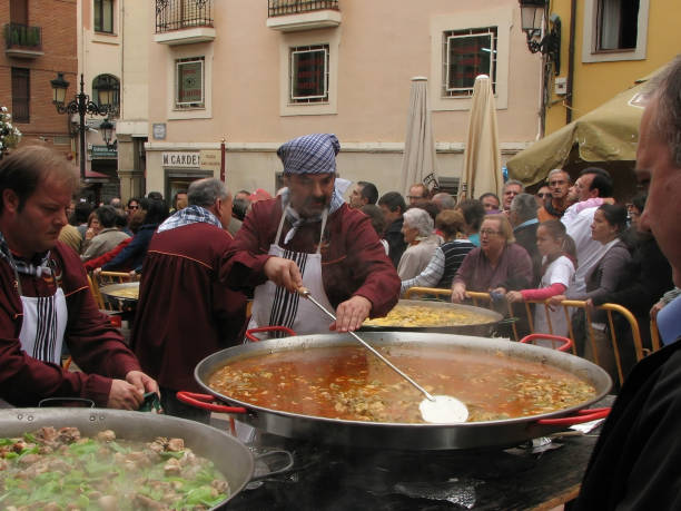 Logrono, La Rioja, Spain. September 18 2010: Cooking a great paella at the San Mateo festivities.