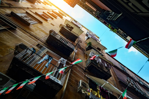 Typical street with houses in Italy.