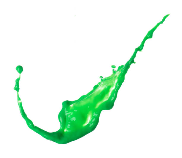 istock Green Matcha Milk Tea pour fall down, explosion in air. Green Matcha Milk Tea spill splash in shape form line as paint color. White background isolated high speed shutter freeze motion 1480972428