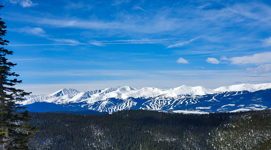 Distant winter view of Breckenridge ski resort, Colorado.
