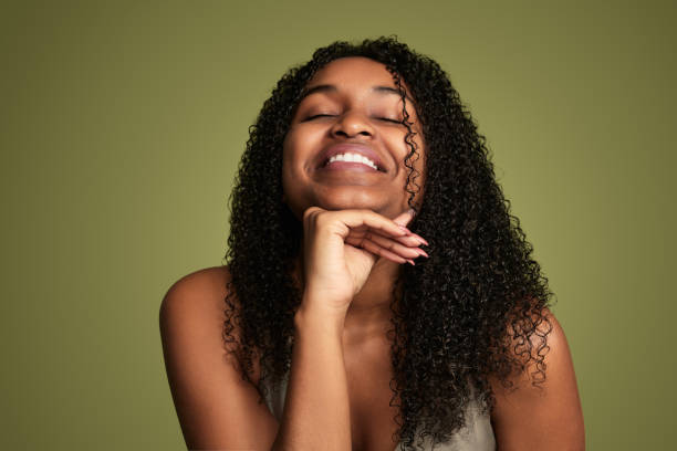 istock Happy natural black lady laughing 1480981828