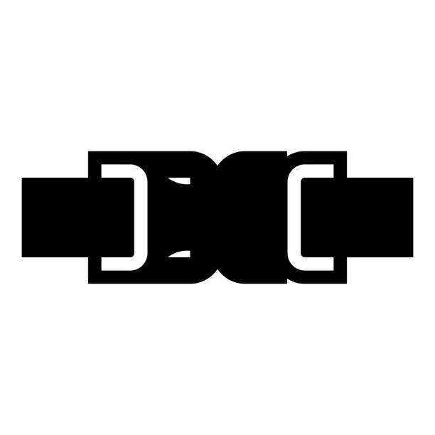 Buckle fastener clasp furniture for clothes system of fast snap join for backpack bag closed icon black color vector illustration image flat style Buckle fastener clasp furniture for clothes system of fast snap join for backpack bag closed icon black color vector illustration image flat style simple luggage strap stock illustrations