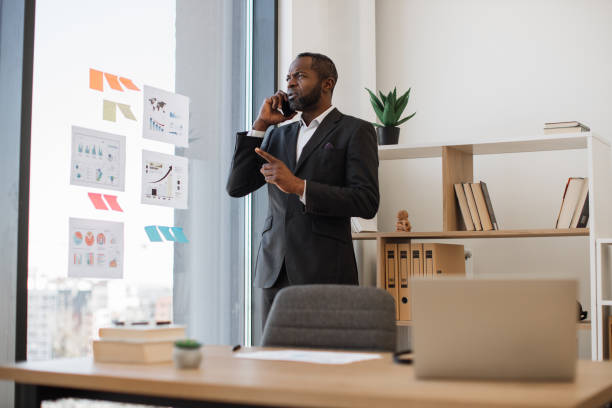 istock Employer having conversation on cell phone in workplace 1480983704