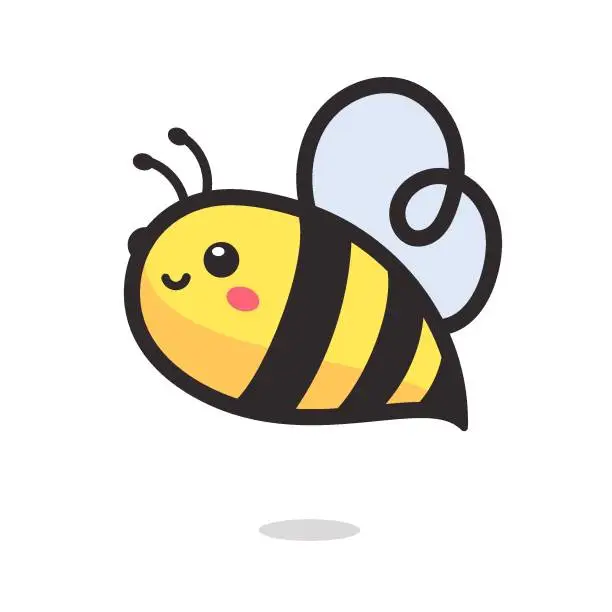 Vector illustration of cute little bee smiling For decorating desserts with honey