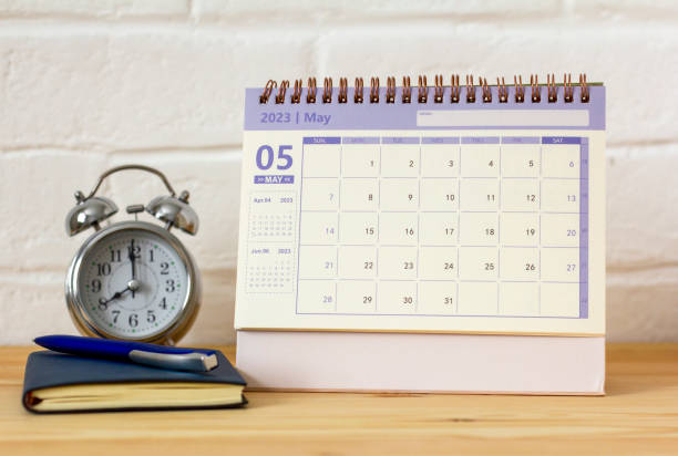 istock Desktop calendar for May 2023. Calendar for planning, assigning, organizing and managing each date. 1480986185