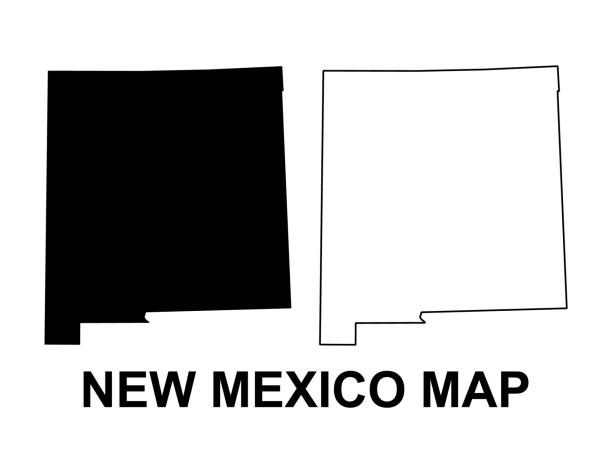 satz von new mexico karte, vereinigte staaten von amerika. flache konzeptvektorillustration - outline mexico flat world map stock-grafiken, -clipart, -cartoons und -symbole