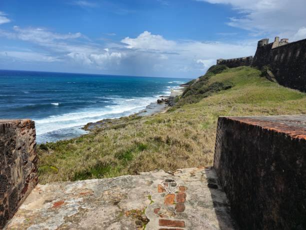 istock Old San Juan Fort walls and Atlantic Ocean 1480988361