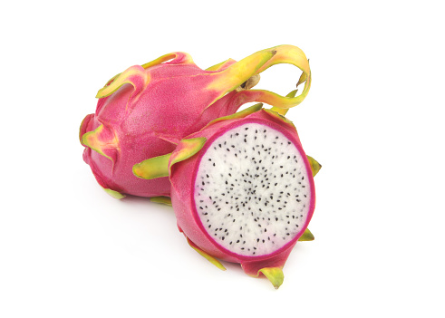 Half of pitaya or dragon fruit isolated on a white background