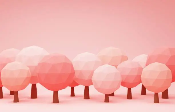 Photo of 3d illustration of miniature cherry blossom trees